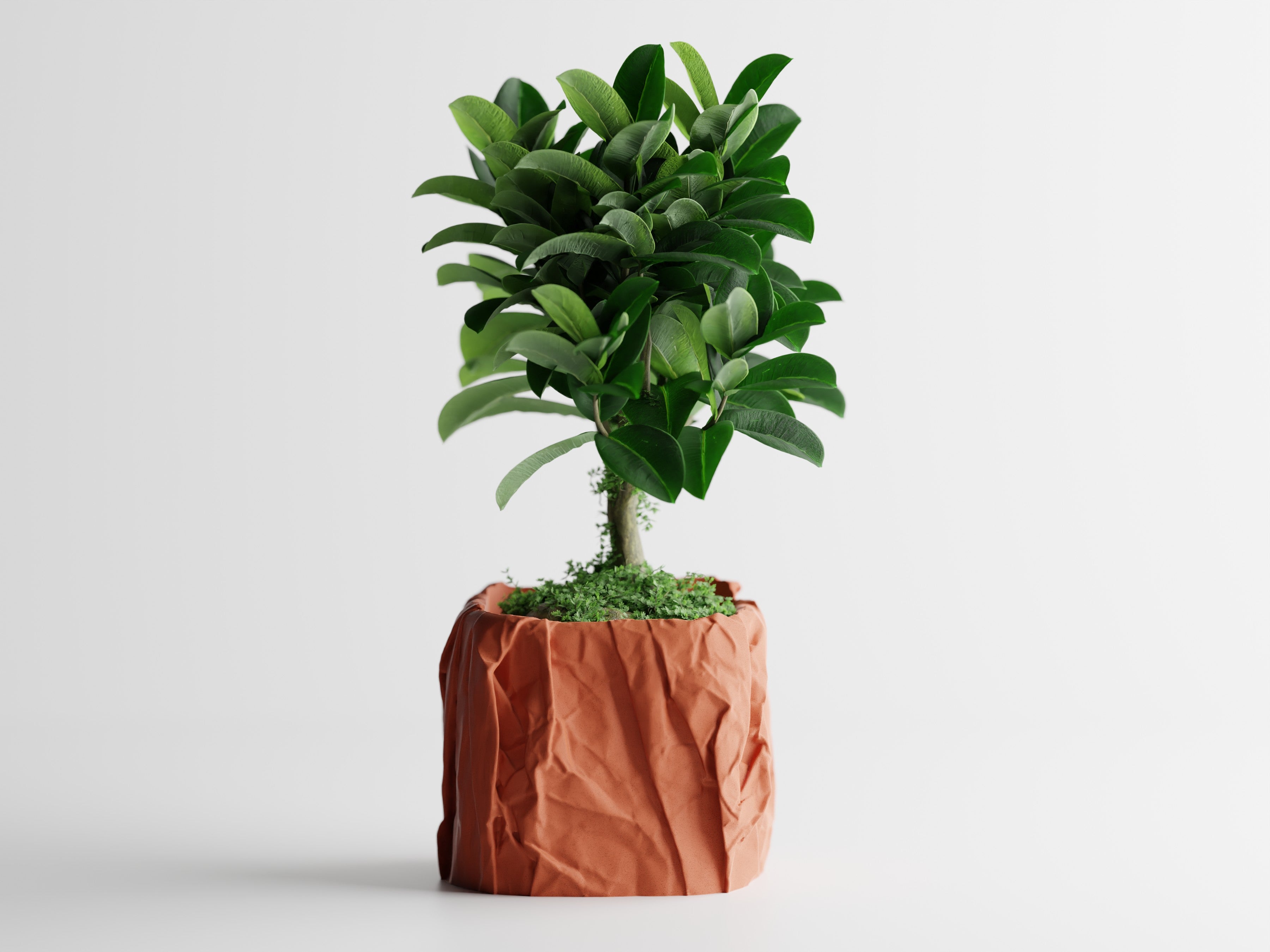 Crumbled Paper Pot Square Planter | Modern 3D Printed Planter
