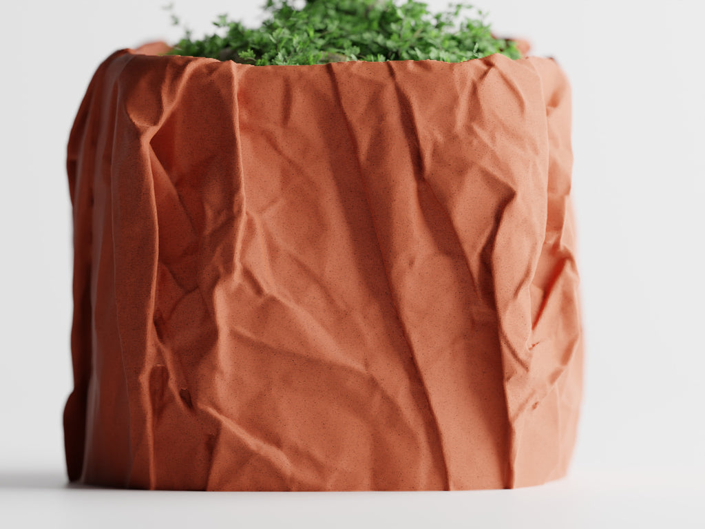 Crumbled Paper Pot Square Planter | Modern 3D Printed Planter