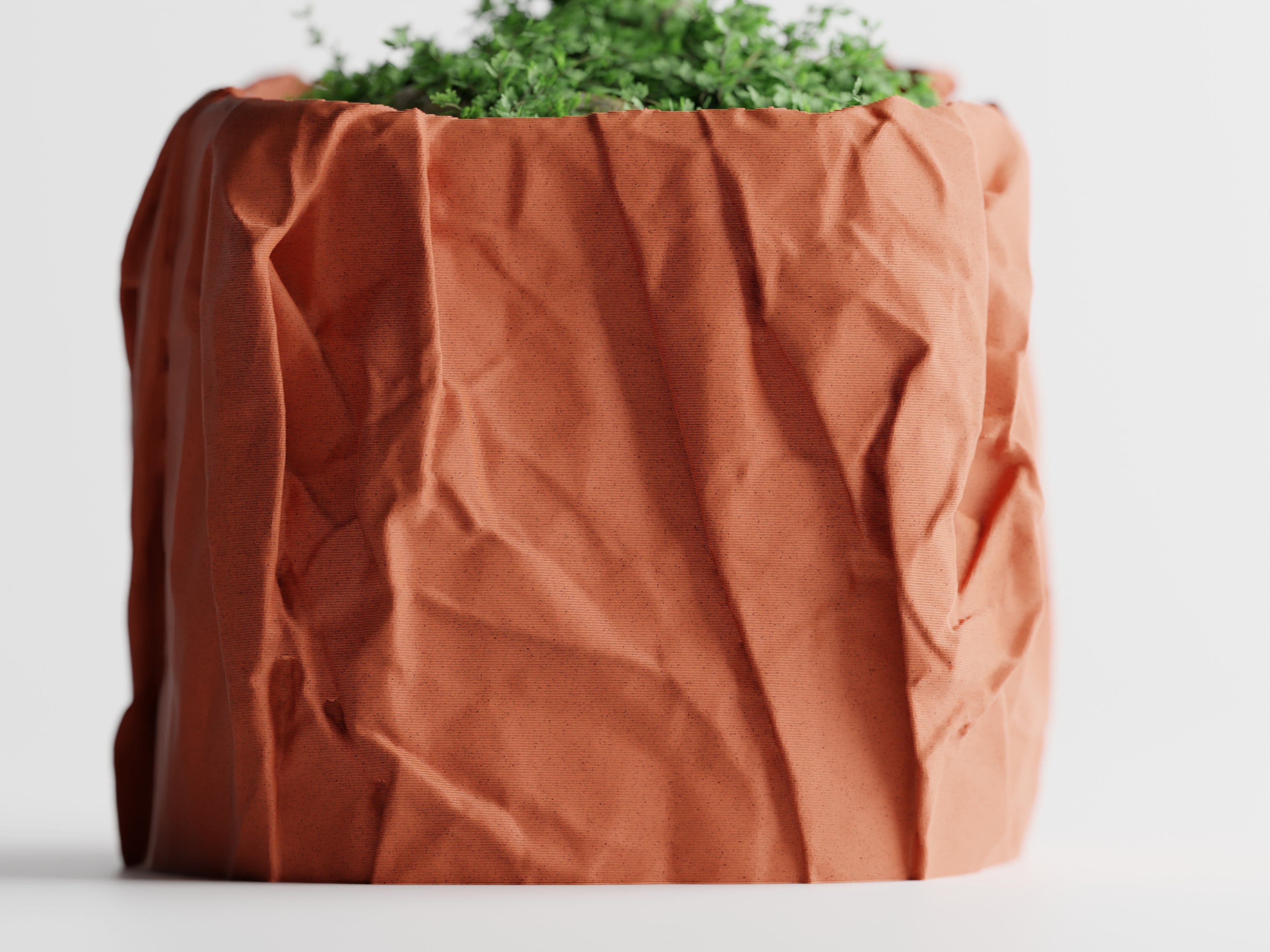 Crumbled Paper Pot Square Planter | Modern 3D Printed Planter
