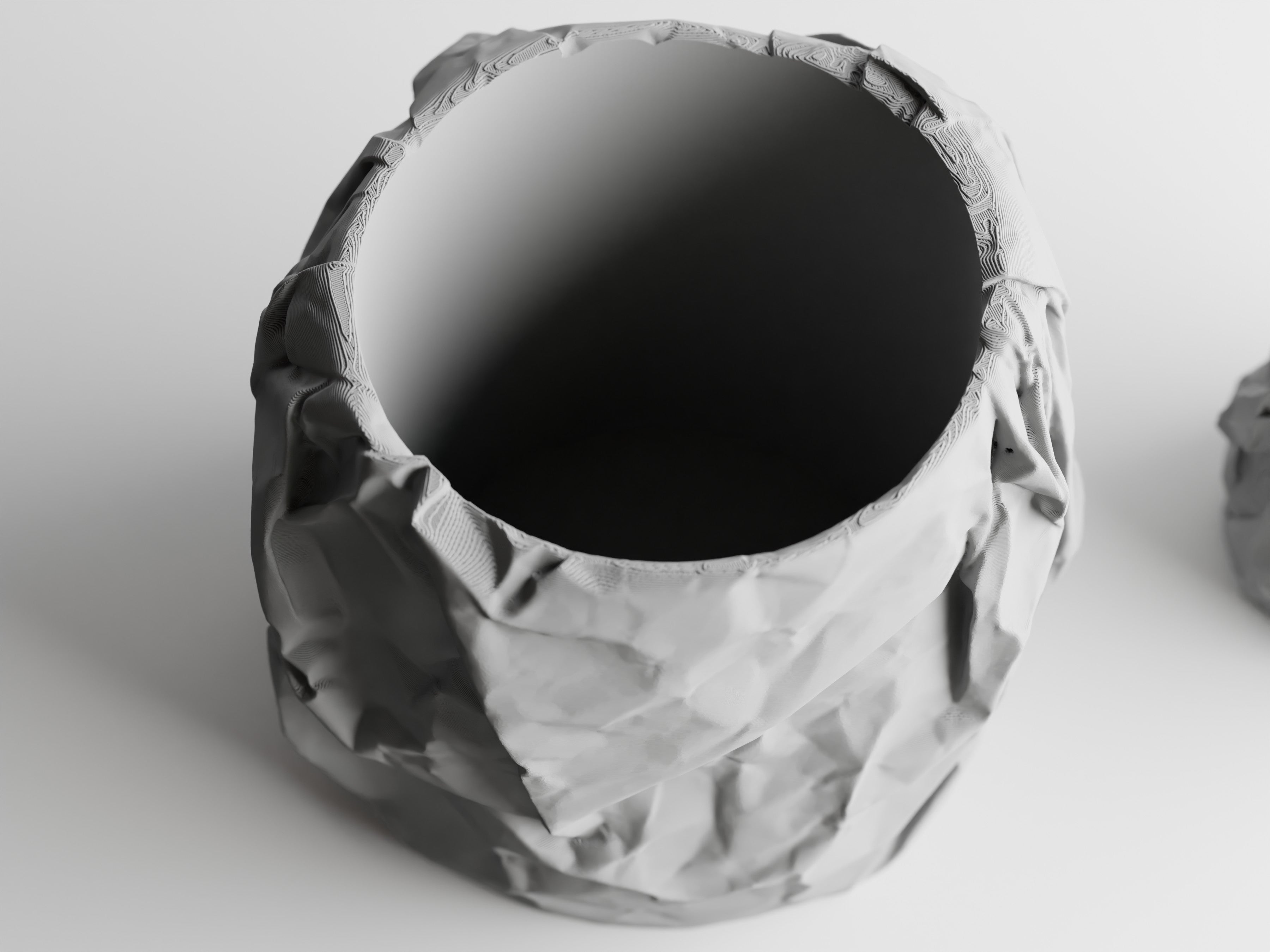Crumbled Paper Pot Round Planter | Modern 3D Printed Planter