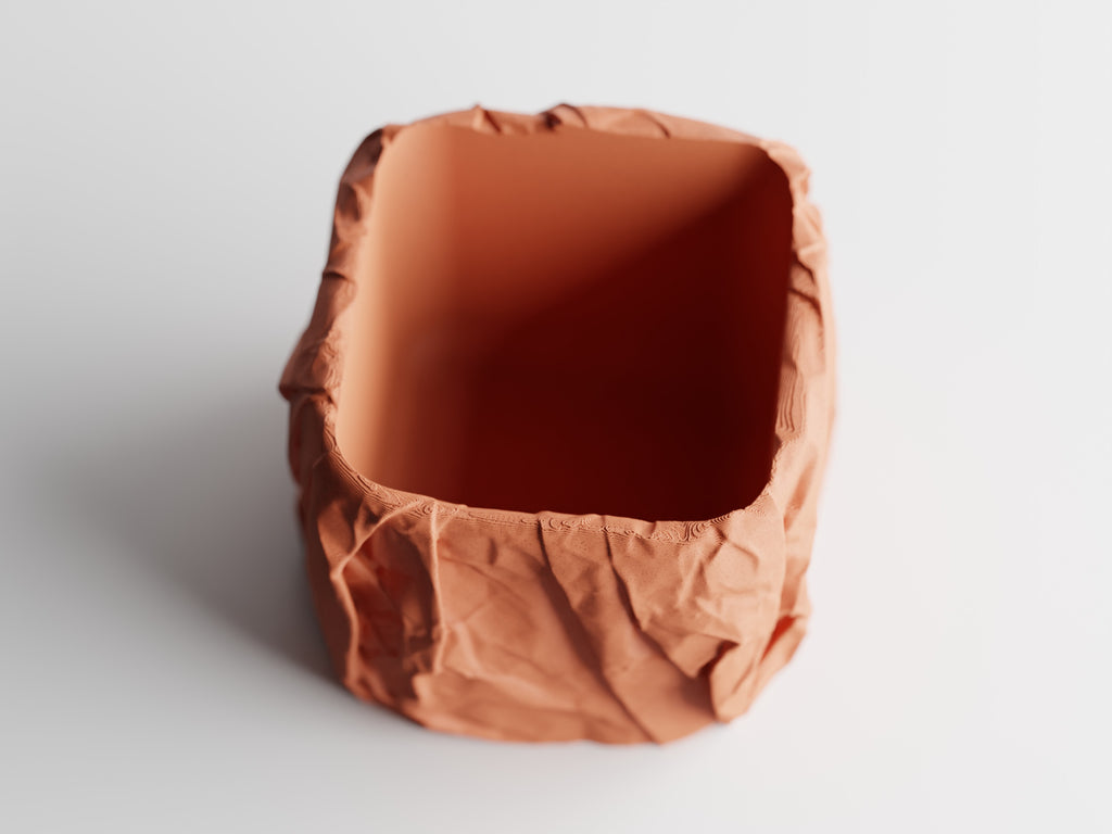 Crumbled Paper Pot Square Planter | Modern 3D Printed Planter